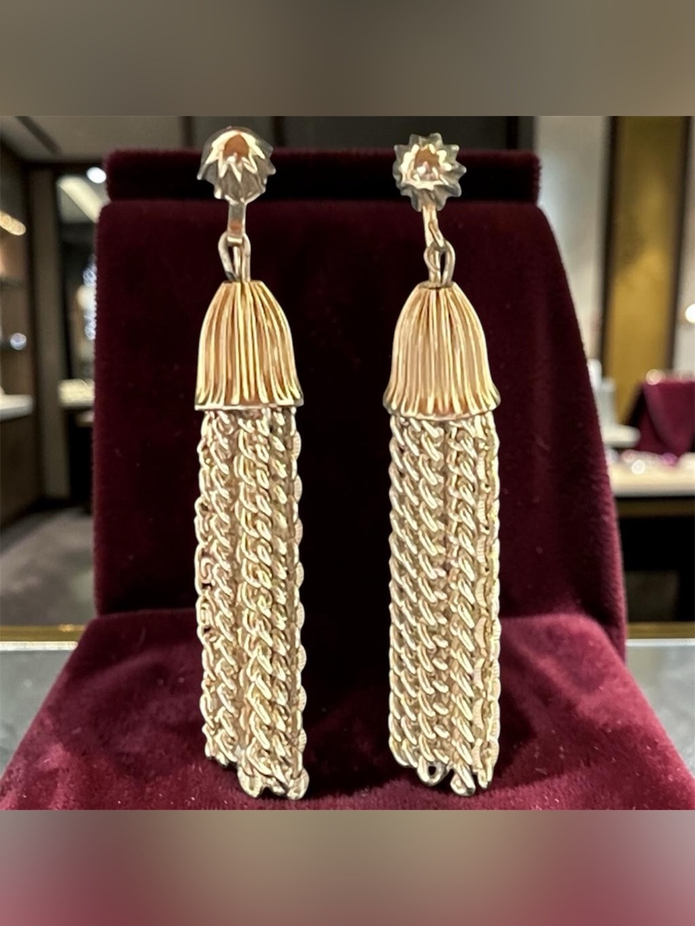 Judy Lee Fringe Tassel Gold tone Clip Earrings